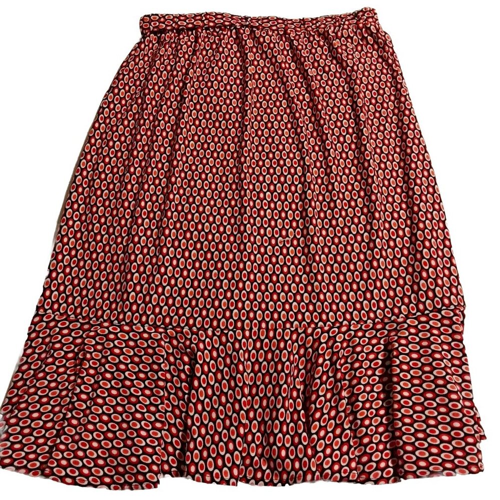 DFA New York Skirt Womens Medium Red Black wit Bottom Ruffle Polyester & Spandex